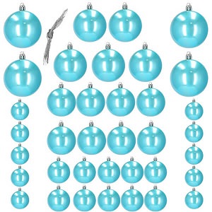 Plastik julekugler i perle blå.